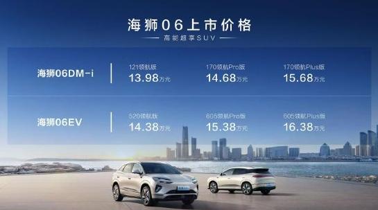 比亞迪海獅06上市：全系搭載天神之眼C、云輦-C，售價13.98萬-16.38萬元